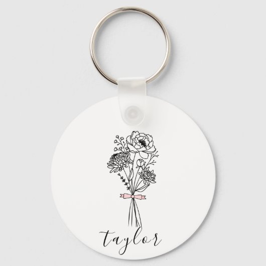 Wildflower aangepaste naam sleutelhanger (Voorkant)