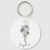 Wildflower aangepaste naam sleutelhanger (Achterkant)