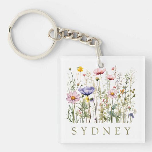 Wildflower aangepaste naam sleutelhanger (voorkant)