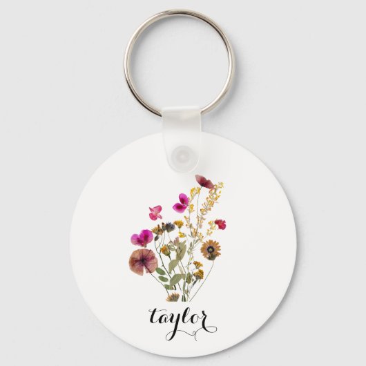 Wildflower aangepaste naam sleutelhanger (Voorkant)