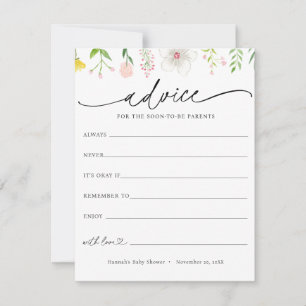 Wildflower Advies voor de Ouders Baby shower Kaart