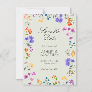 Wildflower Alabaster Wedding Save the Date Magnet Magnetische Uitnodiging