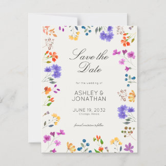 Wildflower Alabaster Wedding Save the Date Magnet Magnetische Uitnodiging