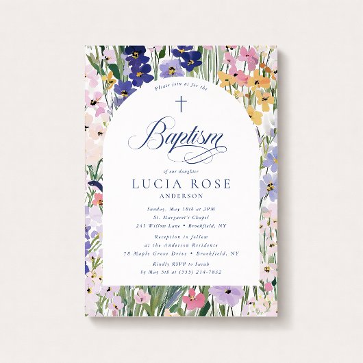 Wildflower Arch Baptism Invitation