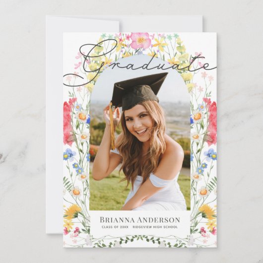 Wildflower Arch Foto Afstuderen Aankondiging (Voorkant)