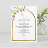 Wildflower Arch Gold | Boho Bruiloft Menu Kaart (Staand voorkant)