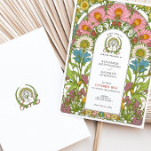  Wildflower Art Nouveau bruiloft Kaart