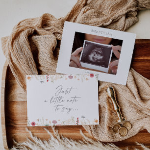 Wildflower Baby Echografie Foto Aankondigingskaart Kaart