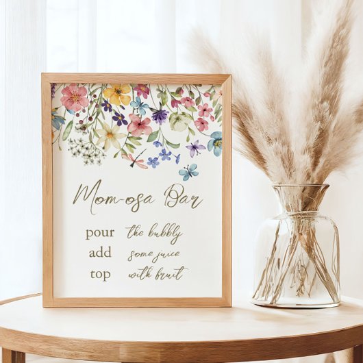 Wildflower Baby in bloei Baby shower Momosa teken Poster