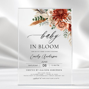 Wildflower Baby in Bloom Autumn Baby shower Acryl Uitnodigingen