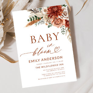 Wildflower Baby in Bloom Autumn Baby shower Kaart