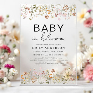 Wildflower Baby in Bloom Baby Shower Acryl Uitnodigingen