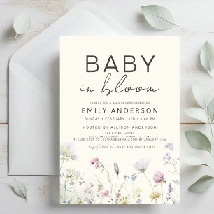 Wildflower Baby in Bloom Baby shower Boho Garden Kaart