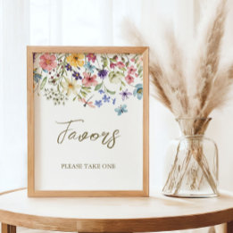 Wildflower Baby In Bloom Baby Shower Favoren Bord Poster