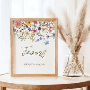 Wildflower Baby In Bloom Baby Shower Favoren Bord Poster