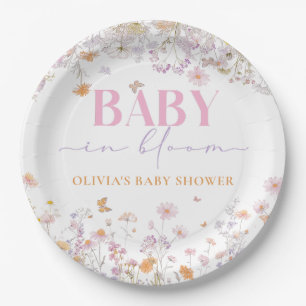 Wildflower Baby in Bloom Baby shower Papier Borden Papieren Bordje