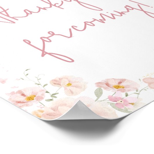 Wildflower Baby in Bloom Bedankt voor je komst Poster (Hoek)