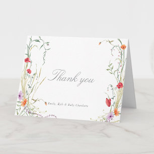 Wildflower-Baby in Bloom Bloemen Baby Meisje Showe Bedankkaart