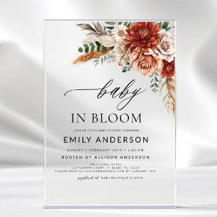 Wildflower Baby in Bloom Herfst Baby Shower Acryl Uitnodigingen