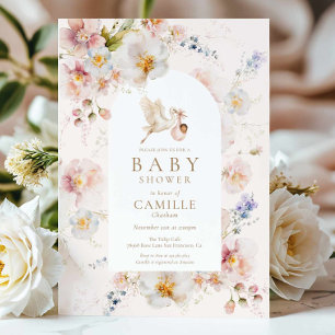 Wildflower Baby in Bloom Meisje Baby Shower Kaart