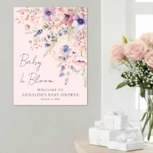 Wildflower Baby In Bloom Roze Baby Shower Welkom Poster