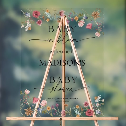 Wildflower Baby in Bloom Welkom Acryl Teken Acryl Bord (Neutraal)