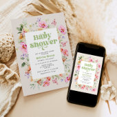 Wildflower baby meisje douche kaart