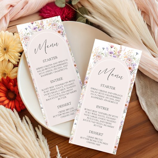 Wildflower Baby Shower 4x9 Menu Card