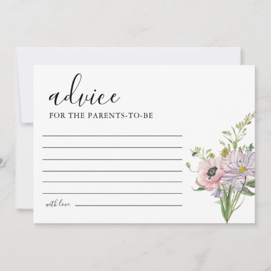 Wildflower Baby shower Advies Kaart (Voorkant)