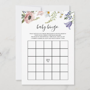 Wildflower Baby shower Baby Bingo Game Kaart