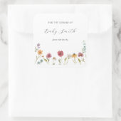 Wildflower Baby shower Bookplate Vierkante Sticker (Tas)