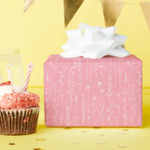 Wildflower Baby Shower Cadeaupapier – Stof Roze
