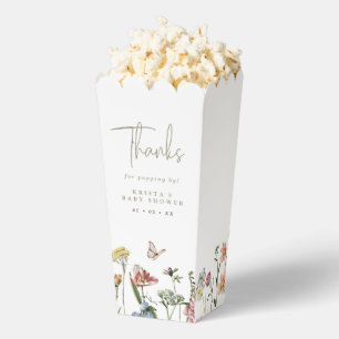 Wildflower Baby shower Dank u Popcorn Bedankdoosjes
