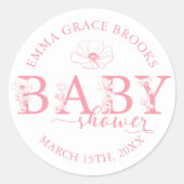 Wildflower Baby Shower Favor Sticker Editable Name (Devant)