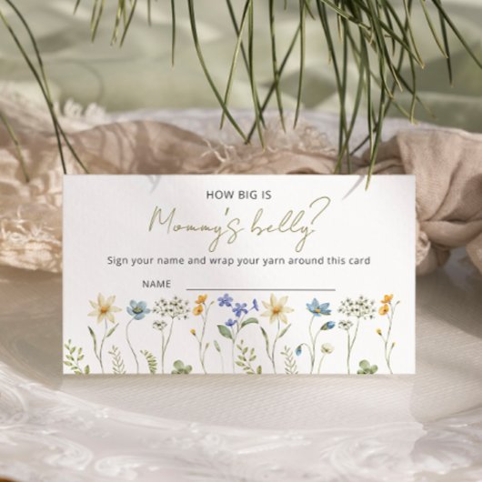 Wildflower Baby shower Hoe groot is de buik van ma Informatiekaartje