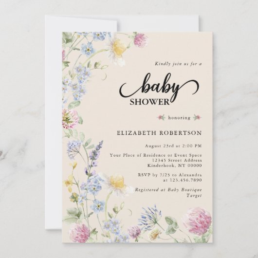 Wildflower Baby Shower Invitation (Devant)