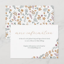 wildflower baby shower invitation insert - orange