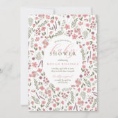 wildflower baby shower invitation - pink (Devant)