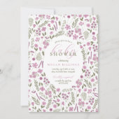 wildflower baby shower invitation - purple (Devant)