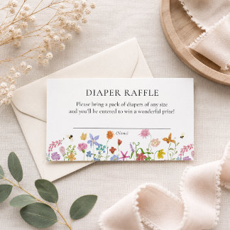 Wildflower Baby Shower Luiers Raffle Kaart