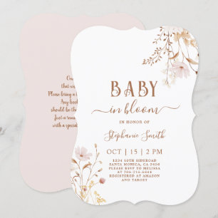 Wildflower Baby shower Meisje Uitnodiging