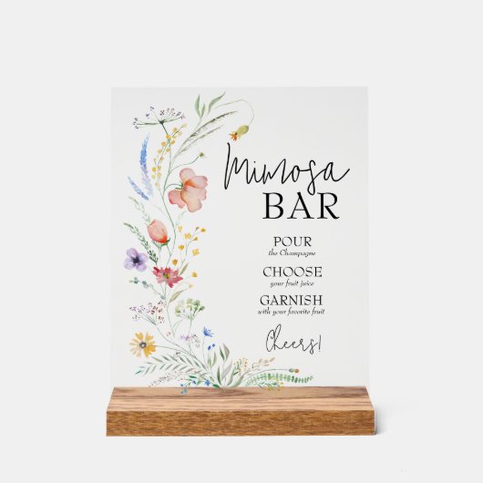 Wildflower Baby shower Mimosa Bar Acryl Bord (Voorkant)