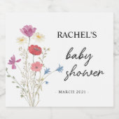 Wildflower Baby shower Mousserende Wijn Label Sparkling Wijnetiket (Enkel label)