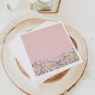 Wildflower Baby shower Papier Servetten Blush Meis