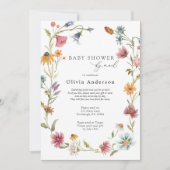 Wildflower Baby shower per Mail Invitation Kaart (Voorkant)
