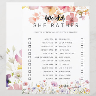 Wildflower baby shower spel "Zou ze liever"