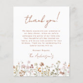 Wildflower Baby shower Terracotta bedankje (Voorkant)