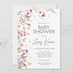Wildflower Baby shower uitnodiging, Boho Floral Kaart