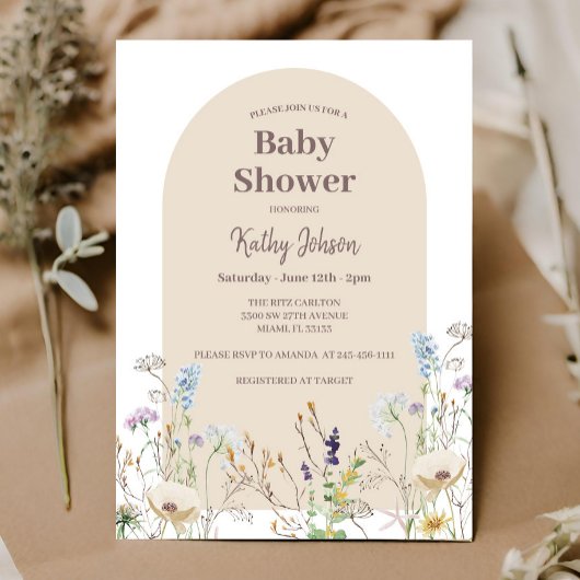 Wildflower Baby shower uitnodiging meisje