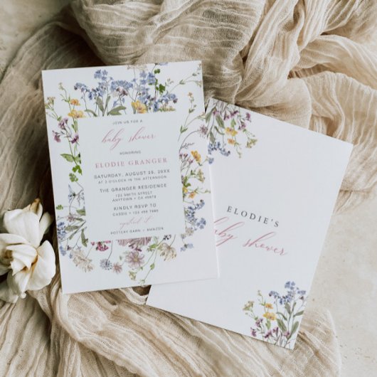 Wildflower Baby shower Uitnodiging Meisje Boho Pin